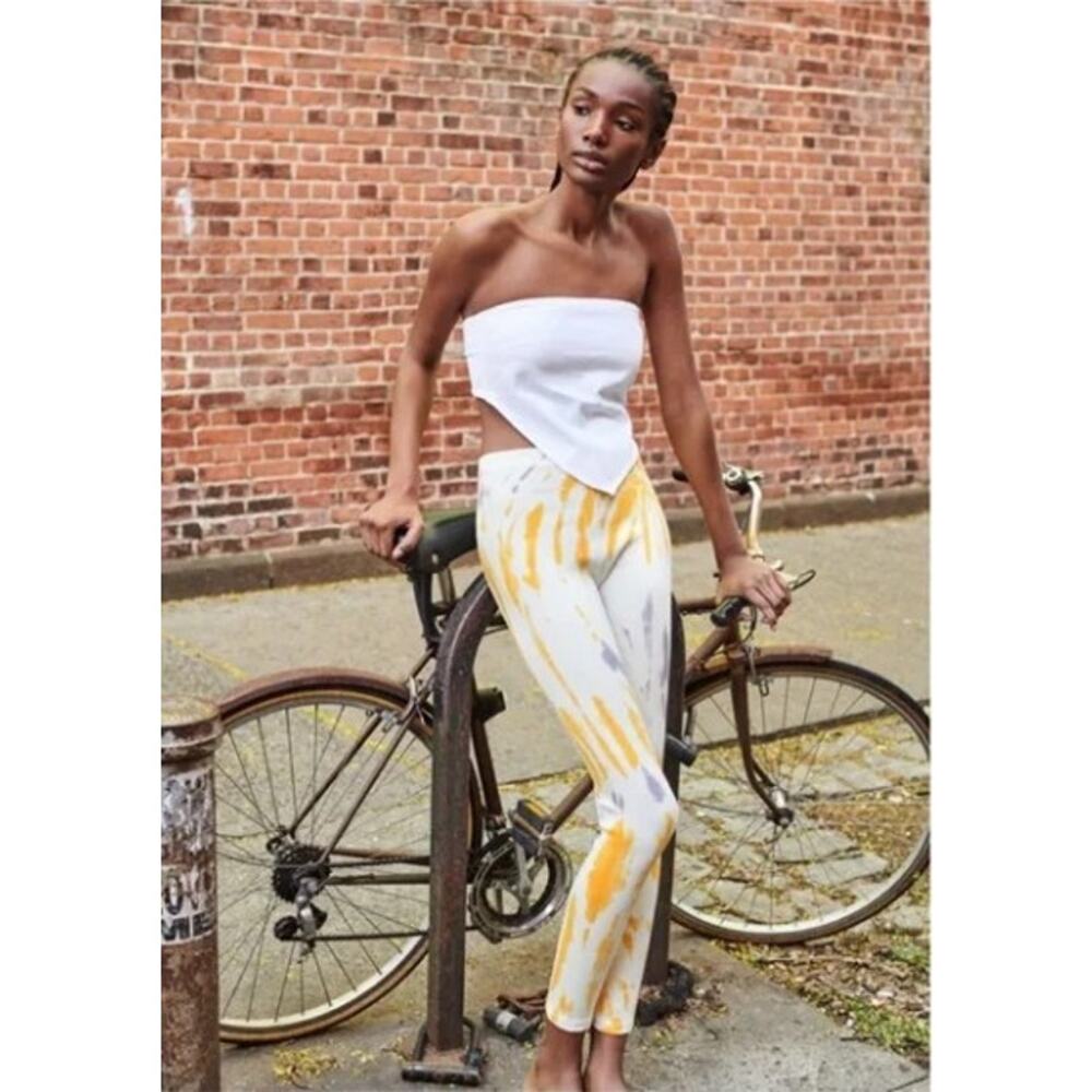 ZARA High Waisted Ribbed Knit Tie Dye Leggings